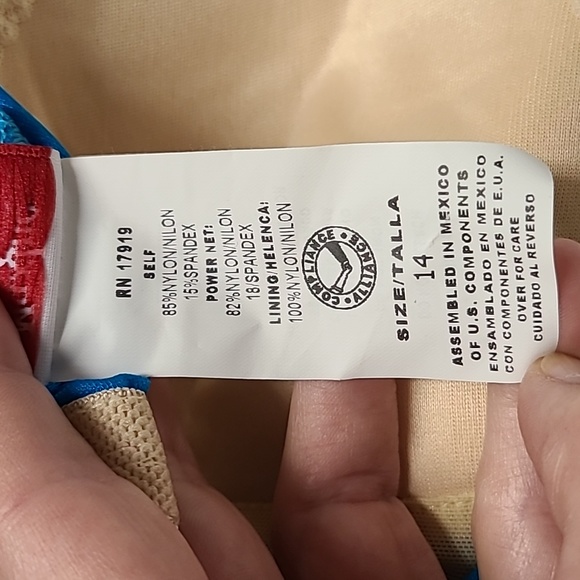 1980s Maxine of Hollywood Turquoise Blue One Piece Ruched Swimsuit Sz 14 - Picture 8 of 13